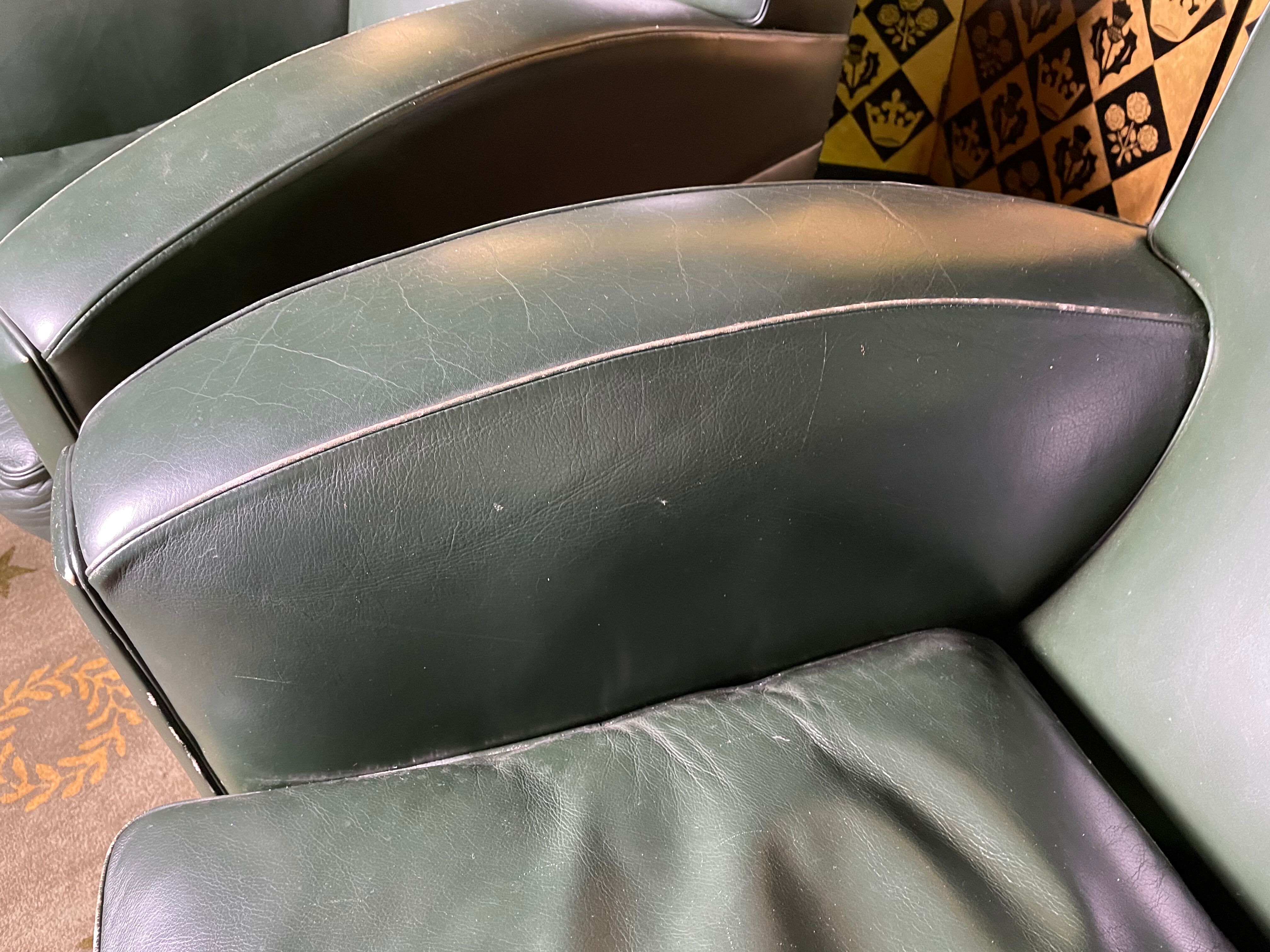 Pair of Poltrona Frau Green Leather Club Armchairs Limited Edition