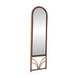 Miroir mural scandinave des années 1970 avec cadre en bambou courbé