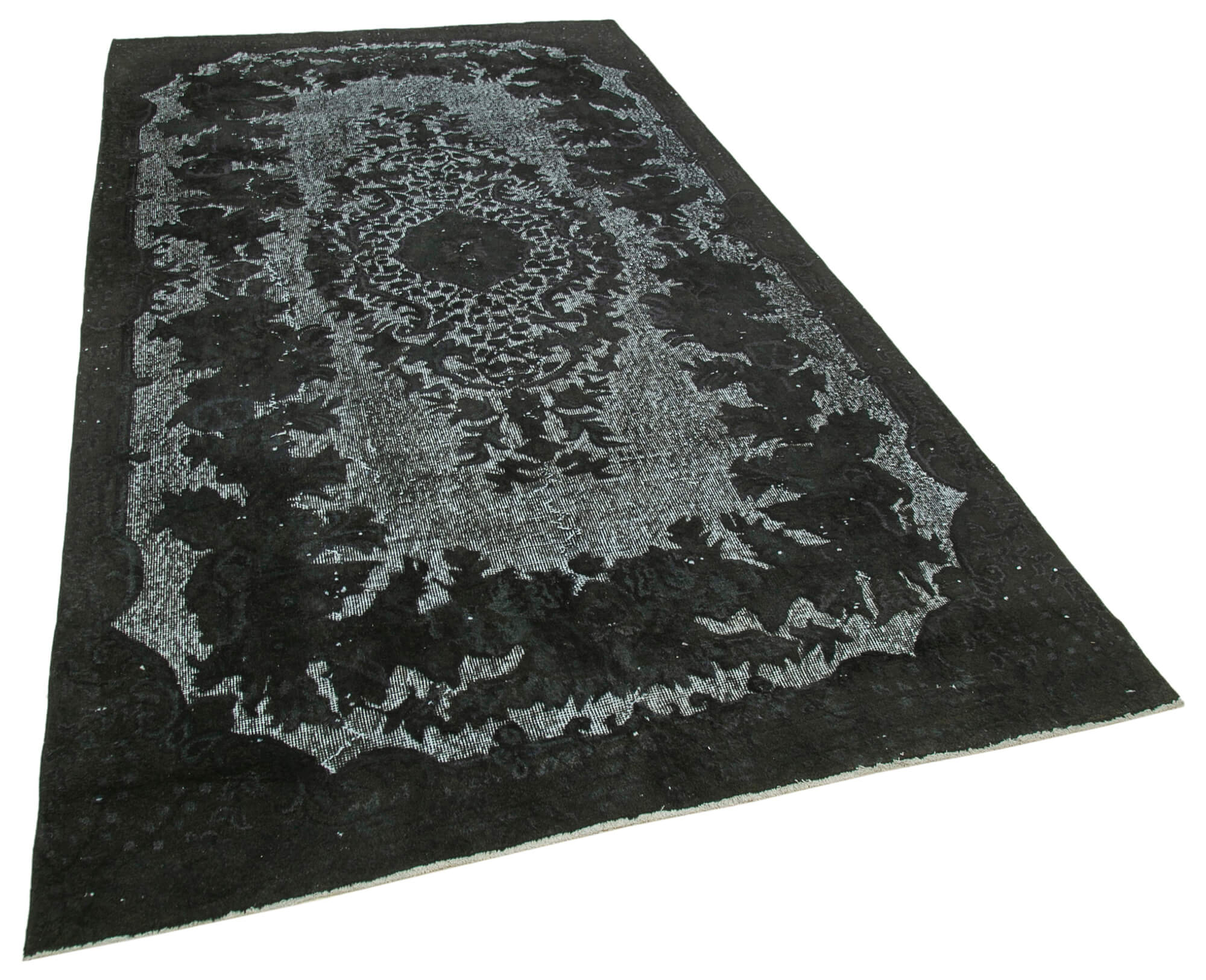 Hand-knotted antique turkish 1970s 167 cm x 300 cm black rug