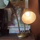 Designer desk lamp in gold metal 2 flexible arms from the 70s