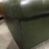 Chesterfield green leather sofa