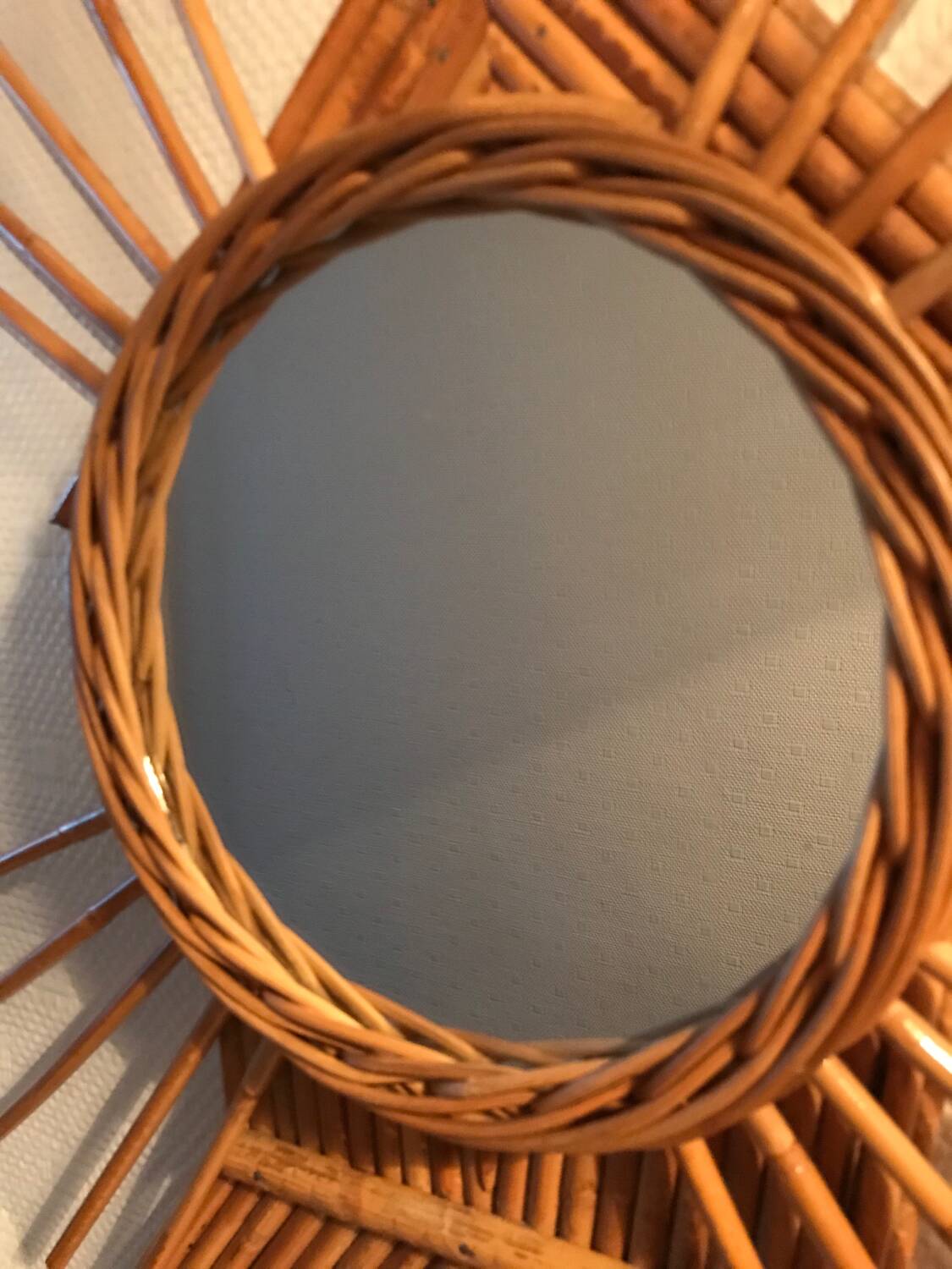 Antique vintage rattan mirror