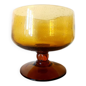 Grande coupe centre de table en verre bullé Biot 25 cm