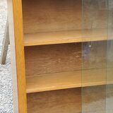 Wall display case from the 50s in solid blond oak