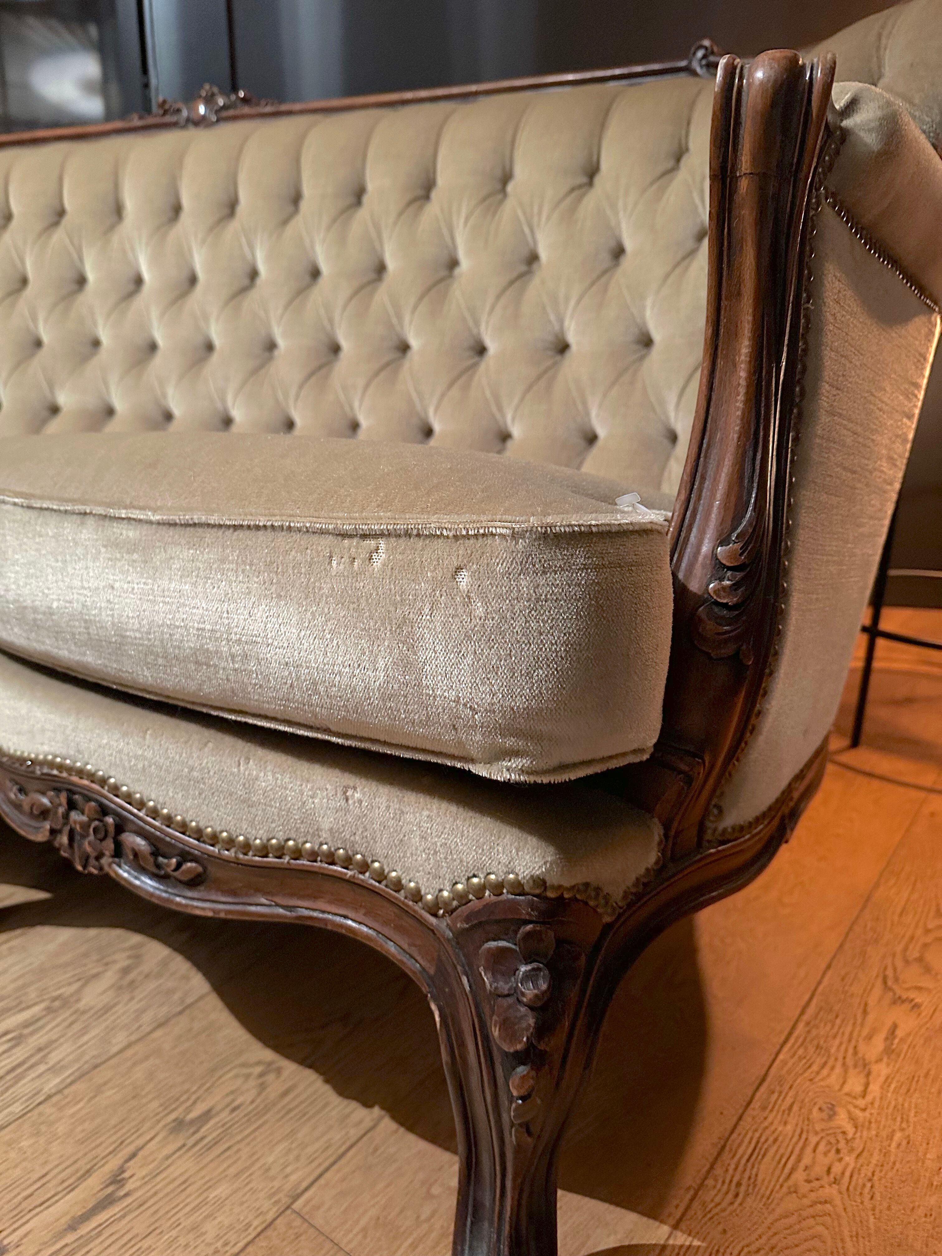 Louis XV velvet sofa from Genoa