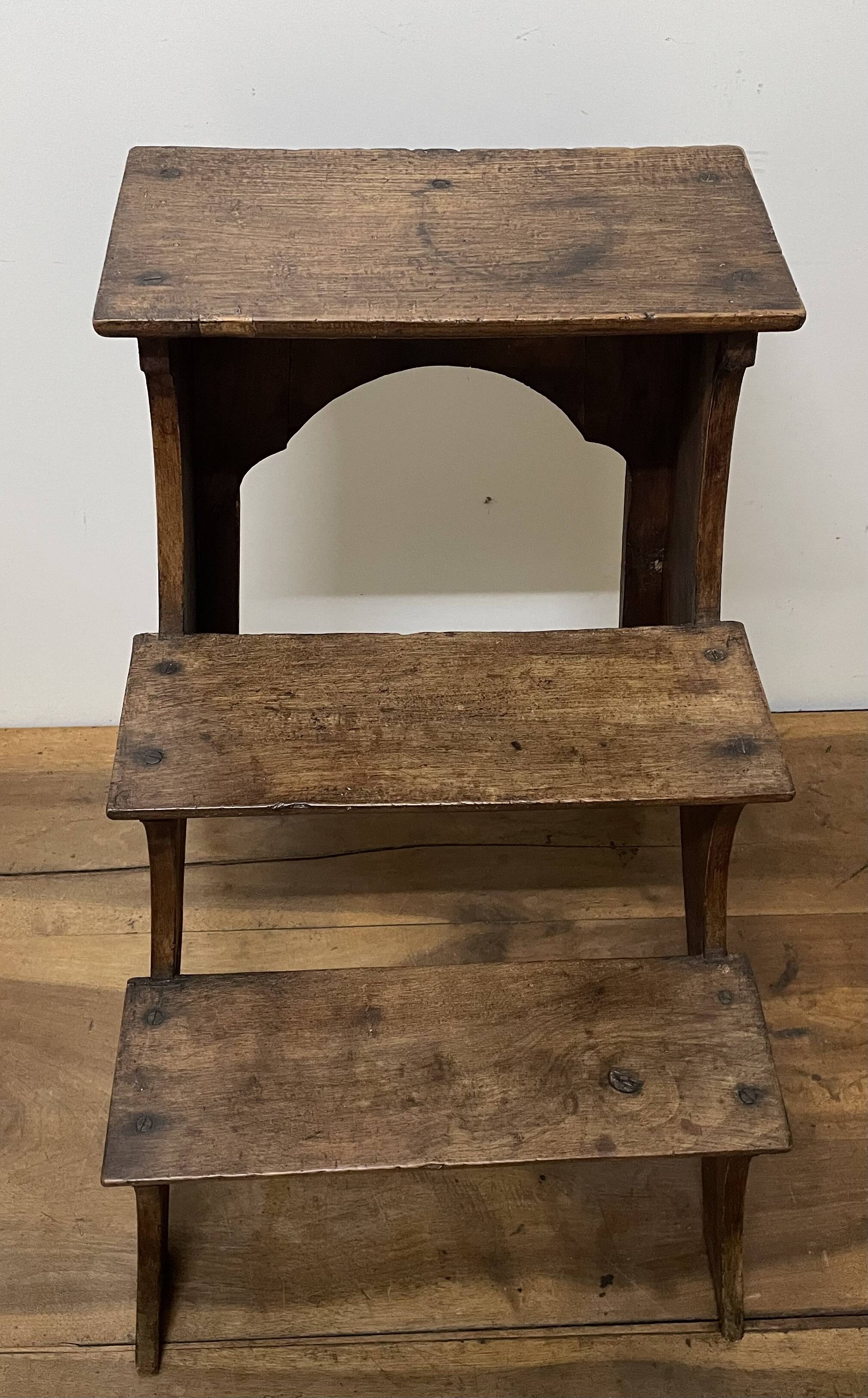 Walnut bookcase step stool