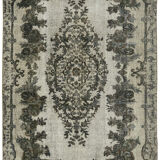 Handmade distressed turkish 1980s 181 cm x 292 cm grey rug