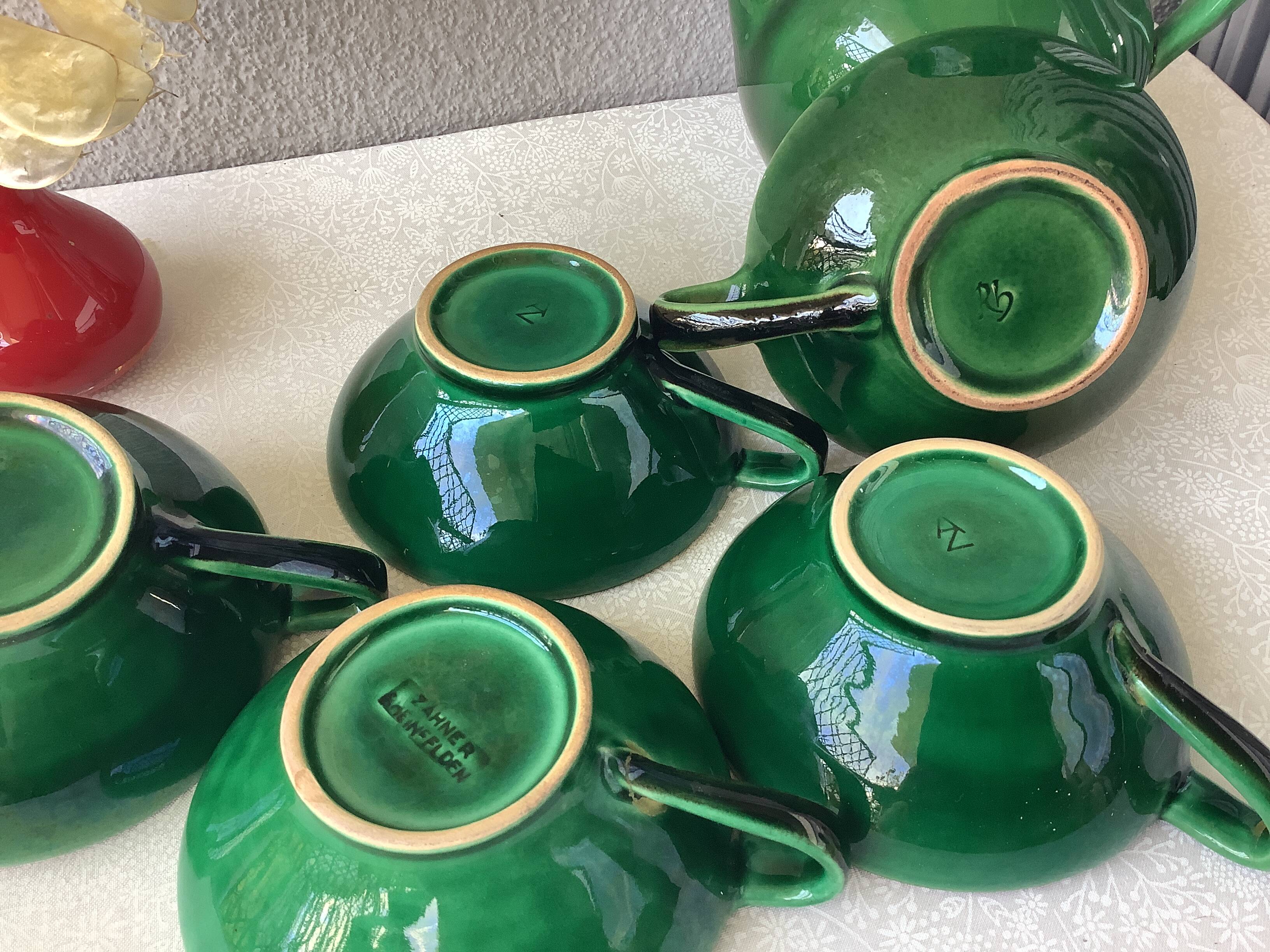 Zahner Rheinfelden pottery cups and coffee pot