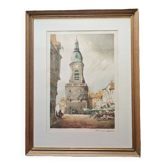 Julien Lacaze - Lithographie en Couleurs le Beffroi d'Amiens