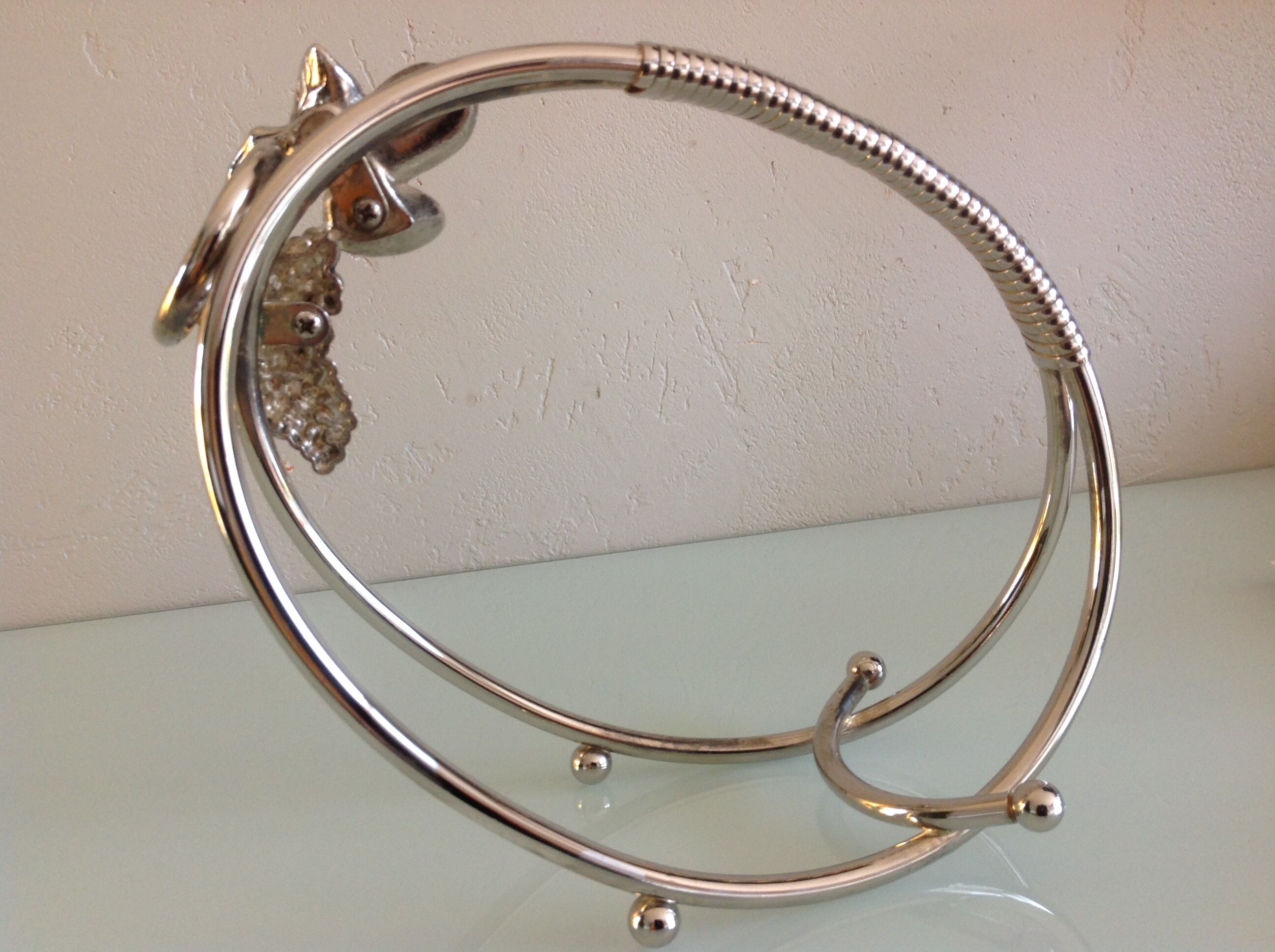 Glass/vintage 70s metal table bottle door