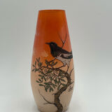 Enamelled decorative vase signed GEM