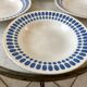 Set of 4 hollow plates Digoin Sarreguemines blue model "Tartan" 40s