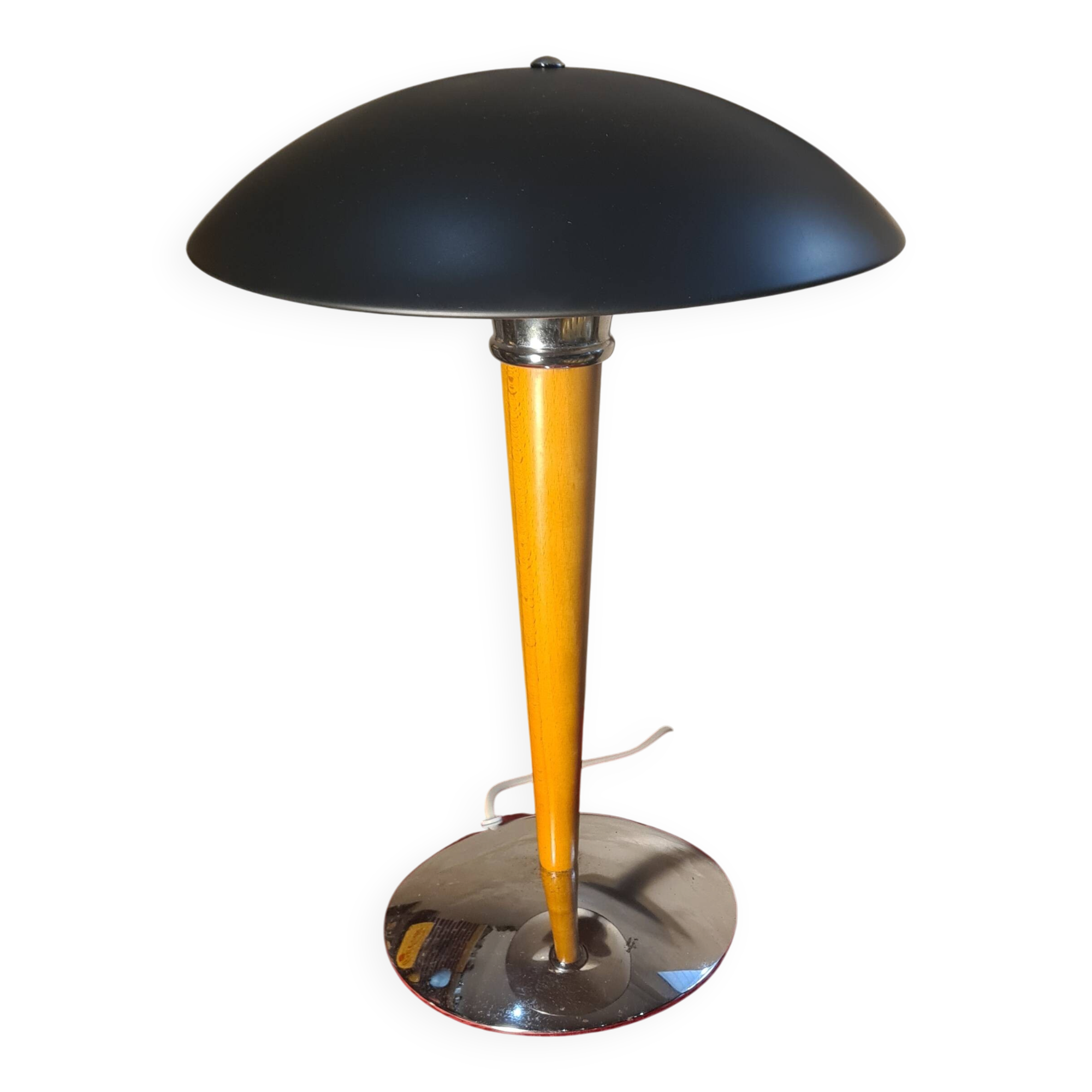 Mushroom Lamp black matte - 43x32 Space-Age 1970s - 90, liner lamp