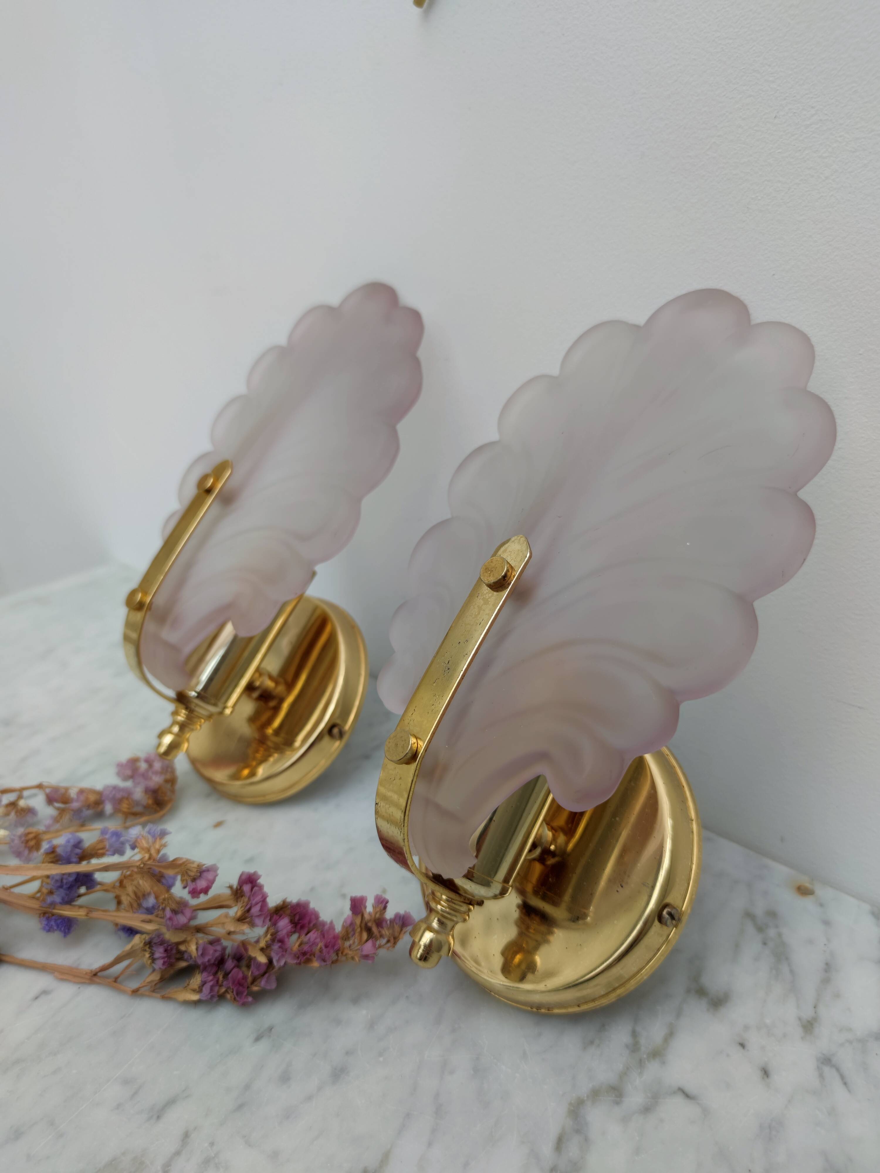 Pair of pink petal sconces