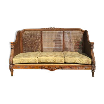 Sofa in cannage - fruitier wood style Louis XVl - 20th