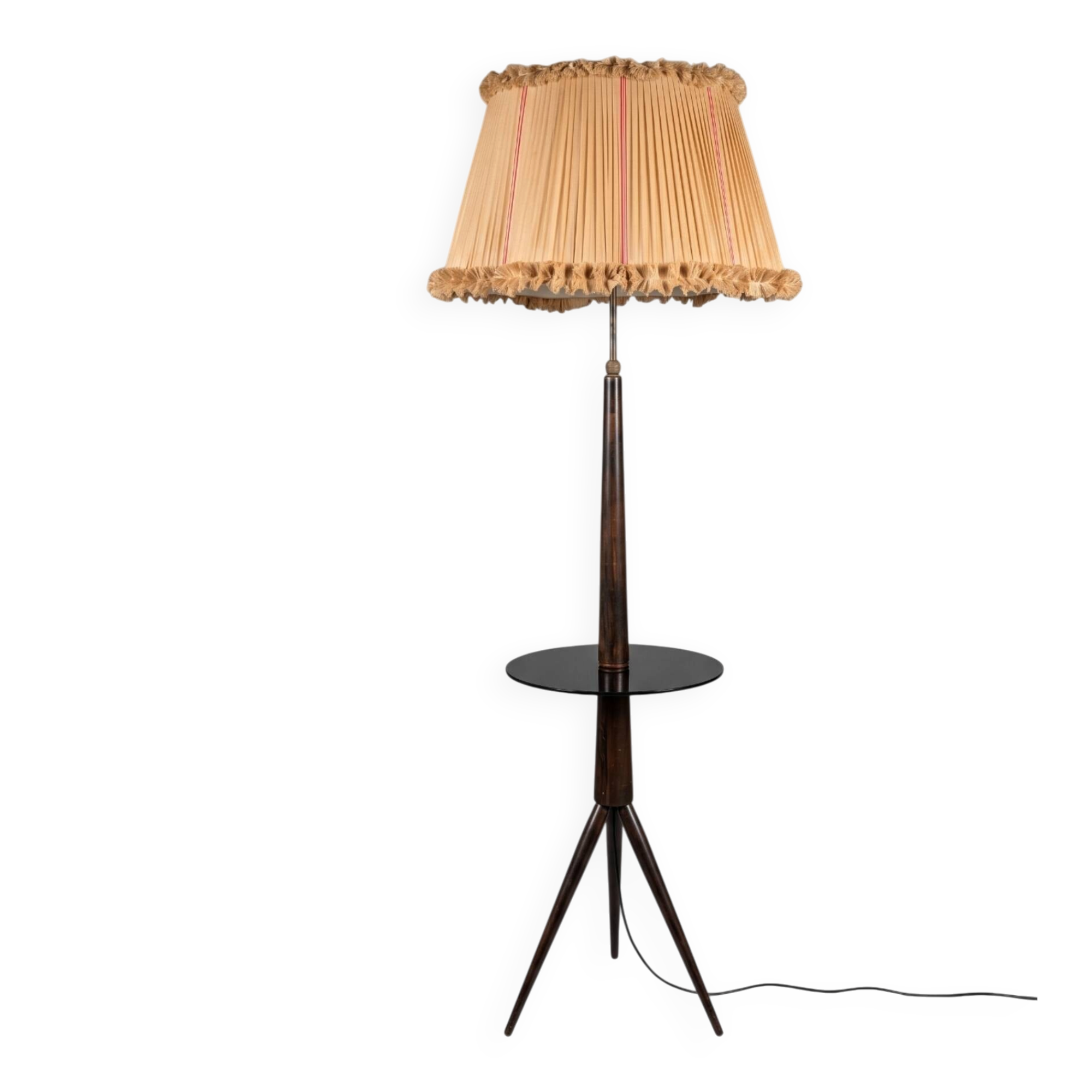 Mid-Century Modern Tripod Floor Lamp with Integrated Tray Table 1950s
