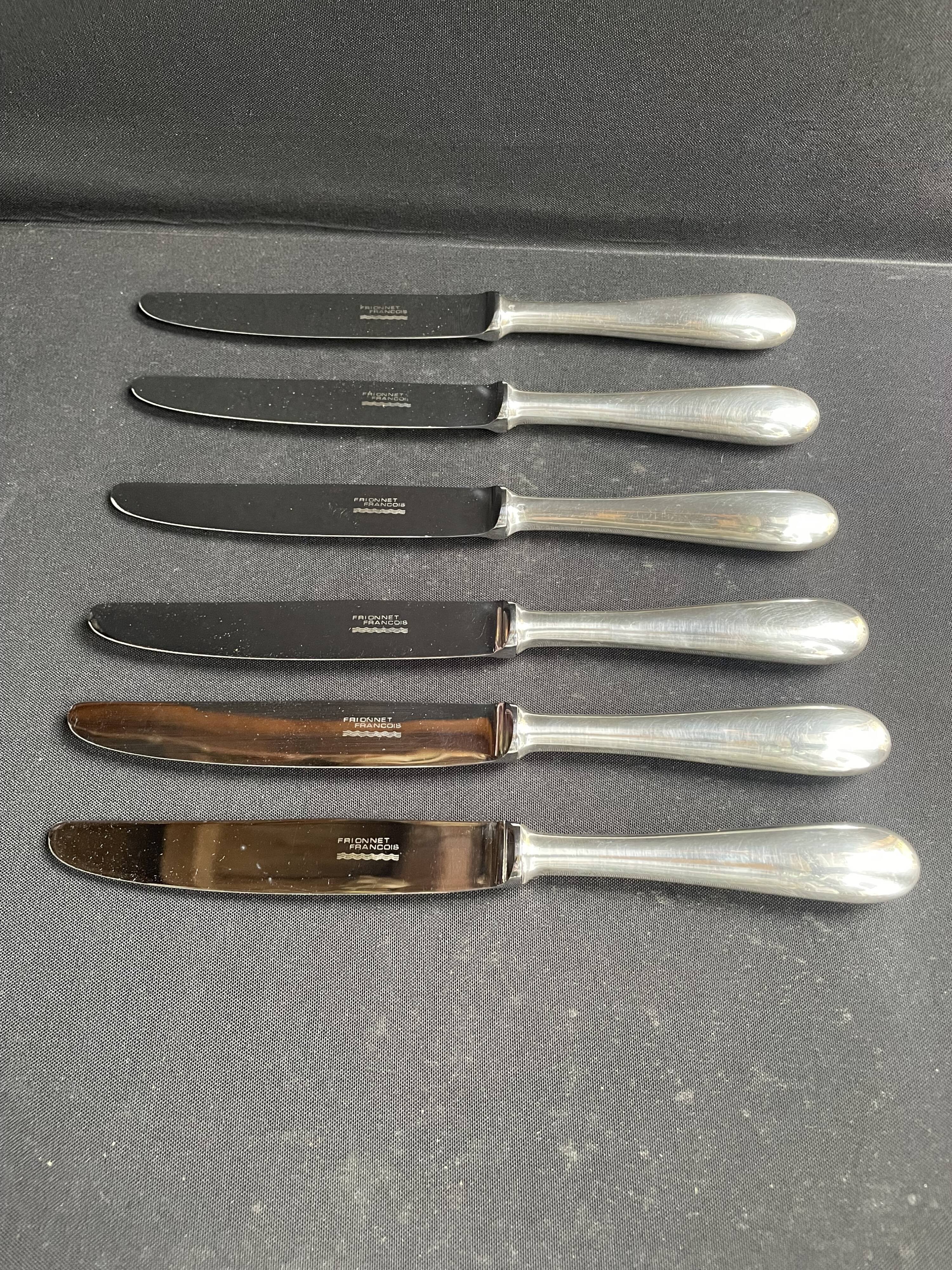 6 table knives – Silver plated – Frionnet François et Cie