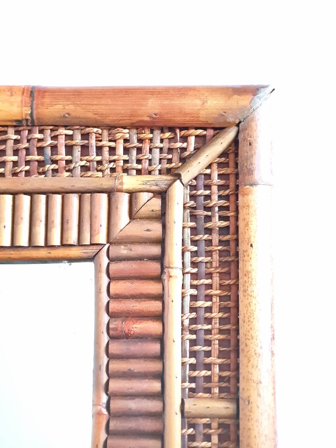 miroir bambou rotin Italie XXe 1940-1950