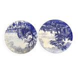 Pair of Large Delft Blue Wall Plates – Diameter 33 cm – Numbered