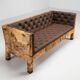 Werner Neumann sculptural birchwood sofa in birch bark and leather, The Netherlands