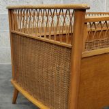 70s rattan and wood children's bed