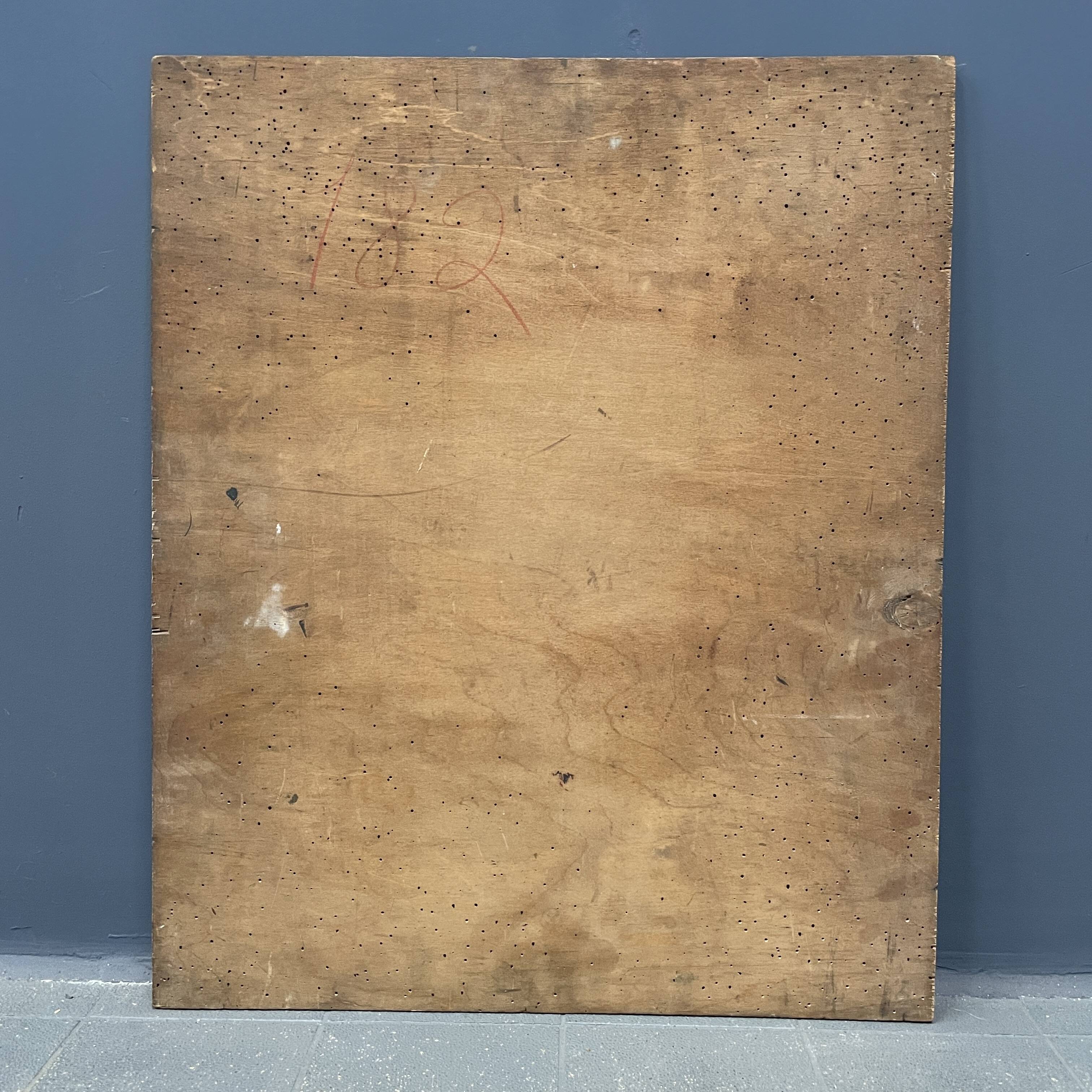 Old portrait of man painted on wooden panel