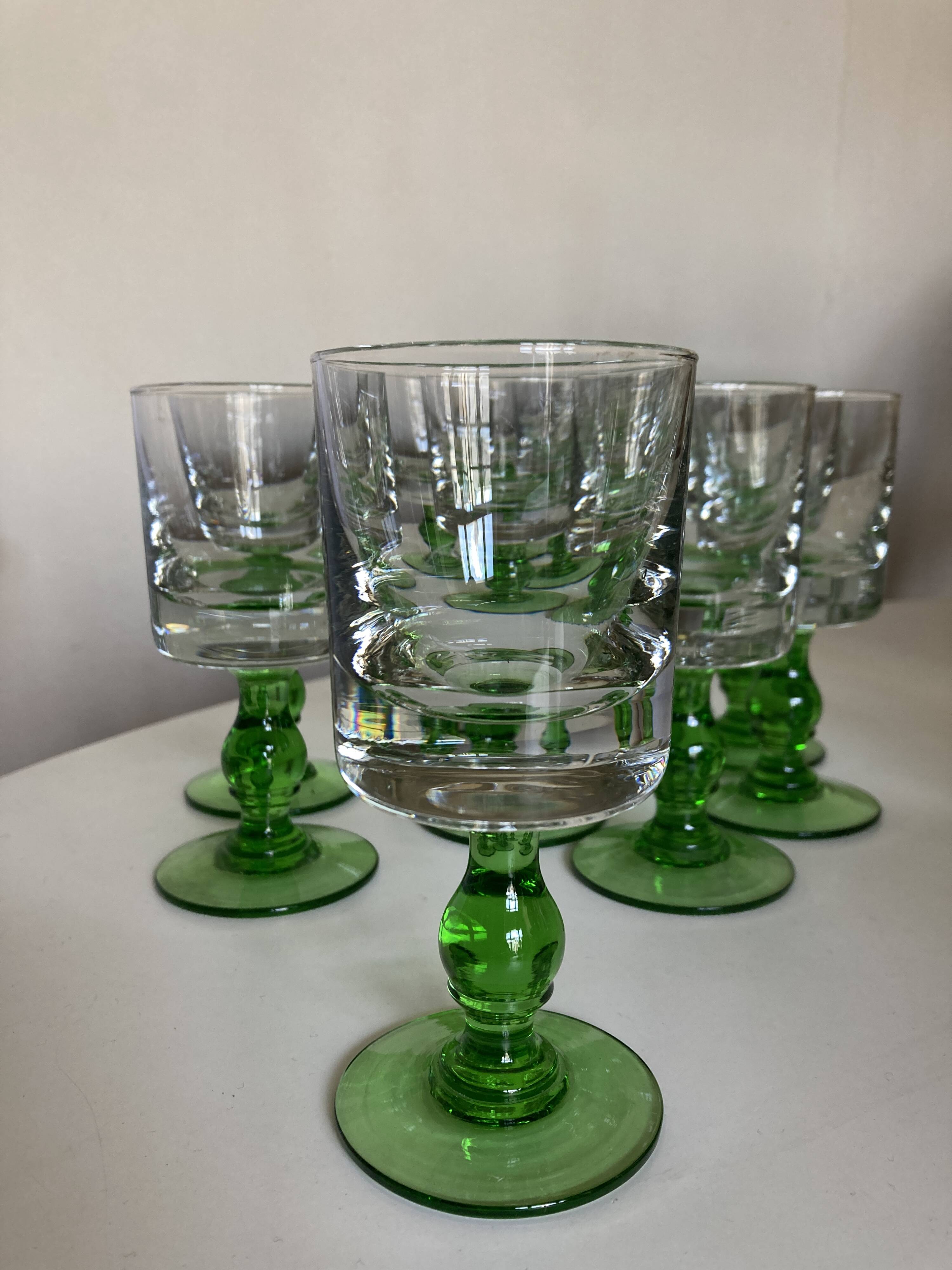 Set of 12 massive stemmed tumbler glasses 1960