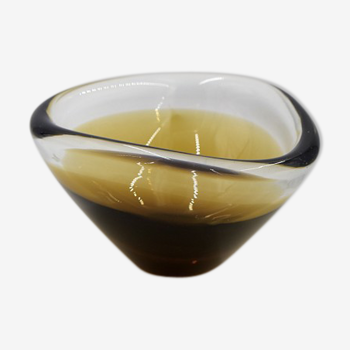 Coupe scandinave Sommerso en verre brun doré, années 1950