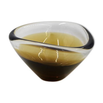 Bol scandinave Sommerso en verre brun doré, années 1950