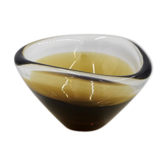 Scandinavian Sommerso gold brown glass bowl, 1950s