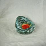 Lava and cyan foam enamel ashtray - Fat lava ceramic - 60s - 70s