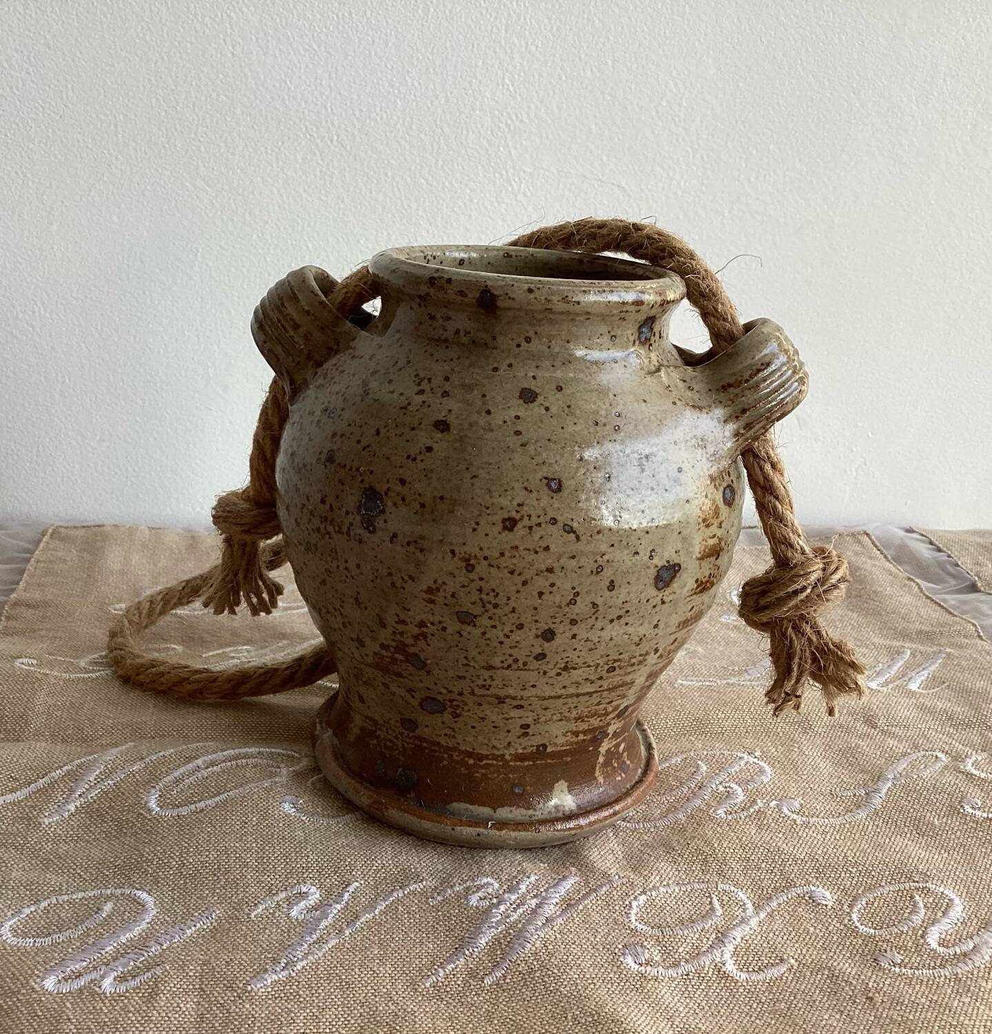 Pot vase with handles pyrite stoneware Truchon Corsica
