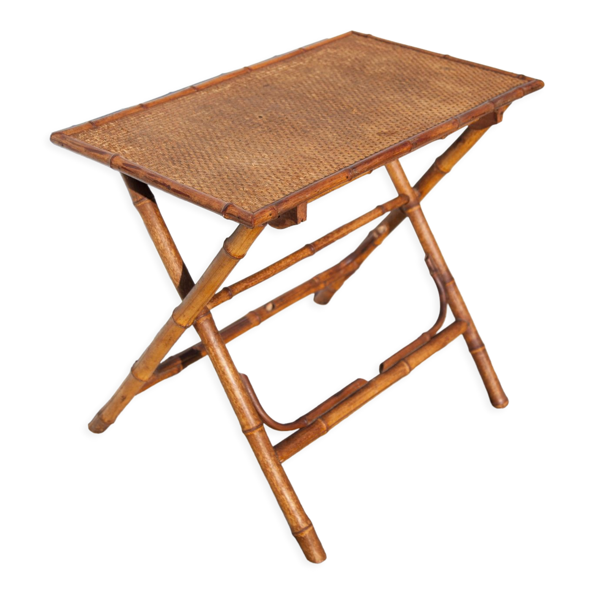 Folding bamboo table side table colonial style table, veranda, patio, interior decor