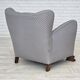 1950s, Danish armchair, furniture fabric, carved oak wood.