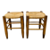 Pair of straw and wood stools, 1960s, neo-rustic style.