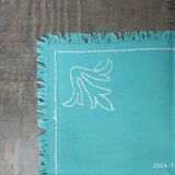 Nappe et 12 serviettes en coton vert d'eau