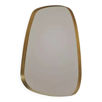 Rear view mirror and free form brass outline 75x65cm