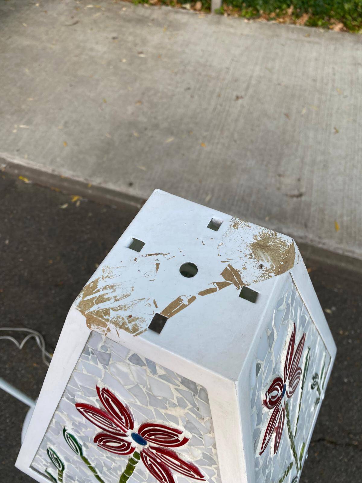 Pair of vintage mosaic glass lamps — Floral patterns