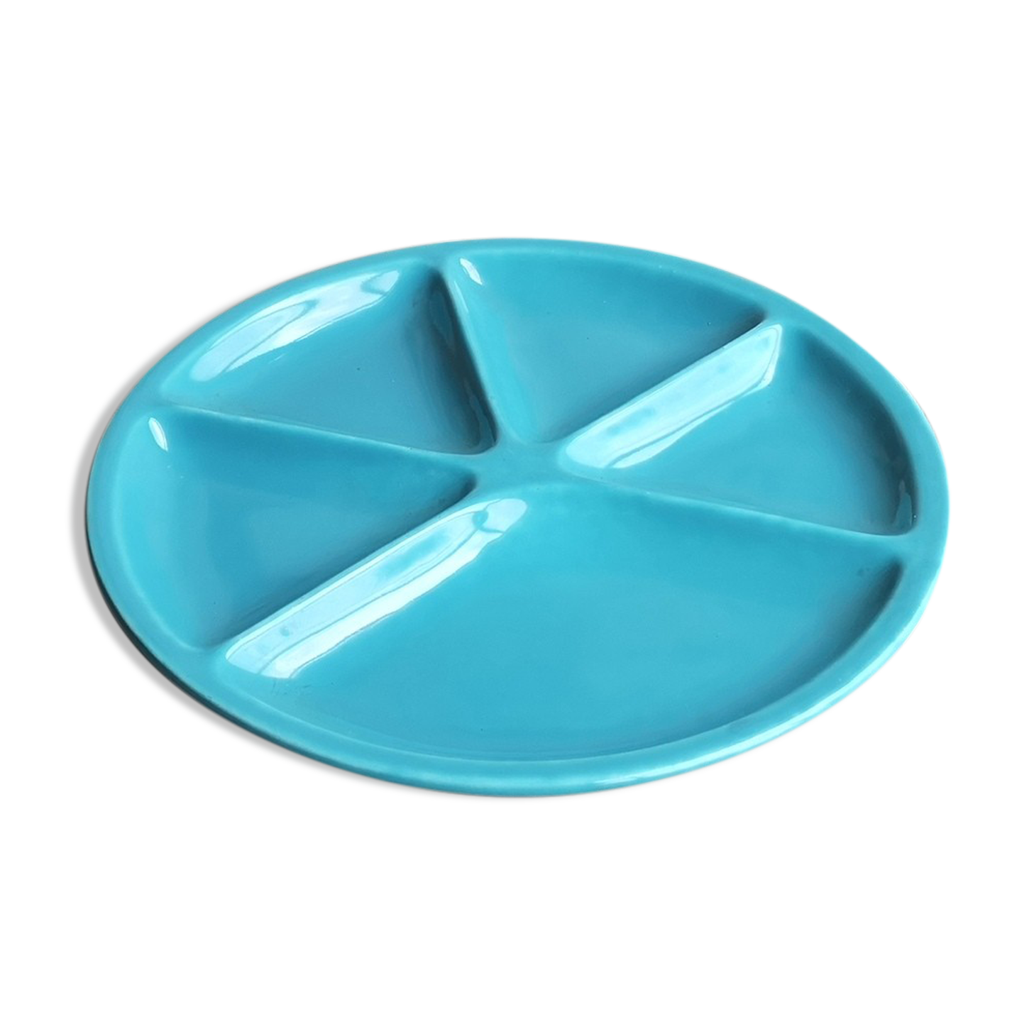 Fondue Plate Le Creuset in Turquoise Blue Ceramics