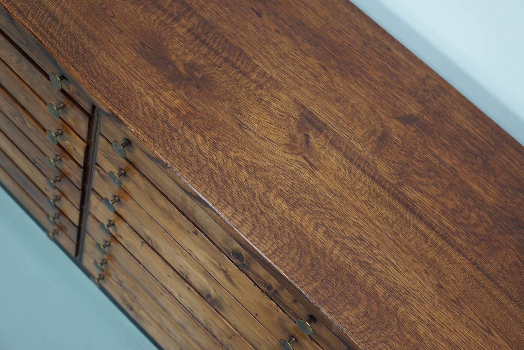 Vintage German pine and oak apothecary cabinet, 1950s
