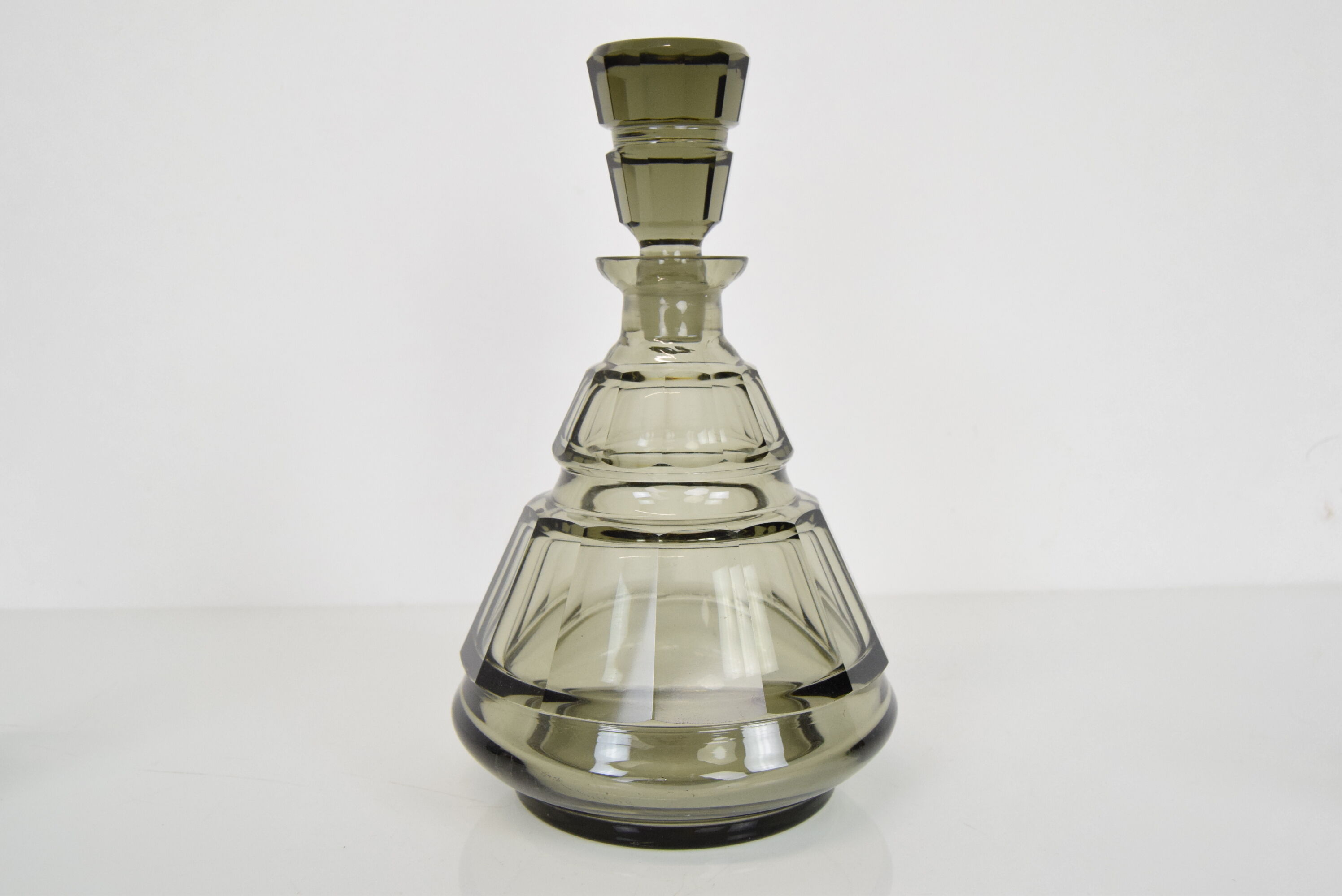 Art deco Glass Carafe with six glasses,Bohemia,1930's.