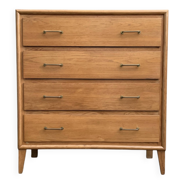 Commode vintage pieds compas chêne patine d’origine 1950