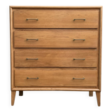 Vintage chest of drawers with compass feet, oak, original patina, 1950s