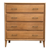 Vintage chest of drawers with compass feet, oak, original patina, 1950s