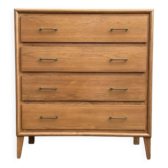 Commode vintage pieds compas chêne patine d’origine 1950