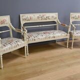 Louis XVI style lounge with benches and armchairs – 2nd part of the 20th century