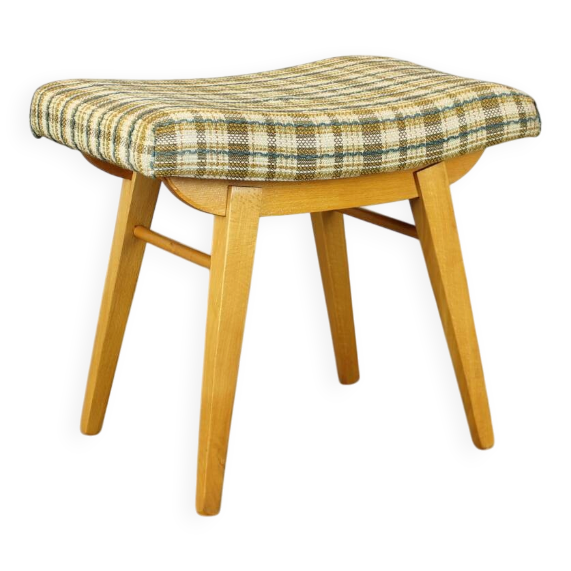 Mid-Century Upholstered Stool or Footstool, Czechoslovakia, 1970