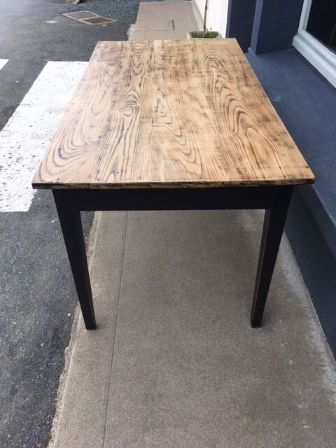Black farm table and rough top