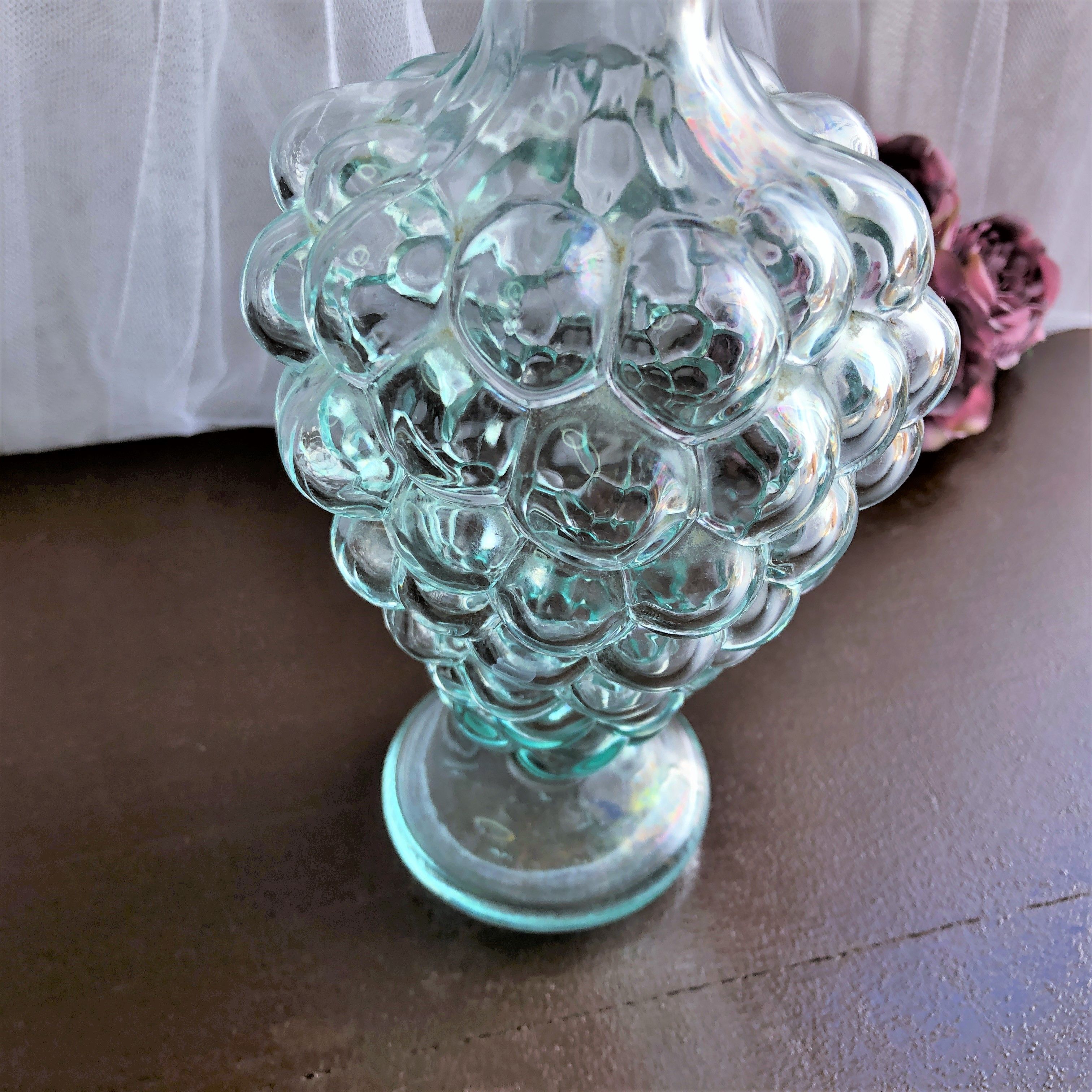 Decanter shaped bunch of grapes from Vetreria Estrusca Italy vintage