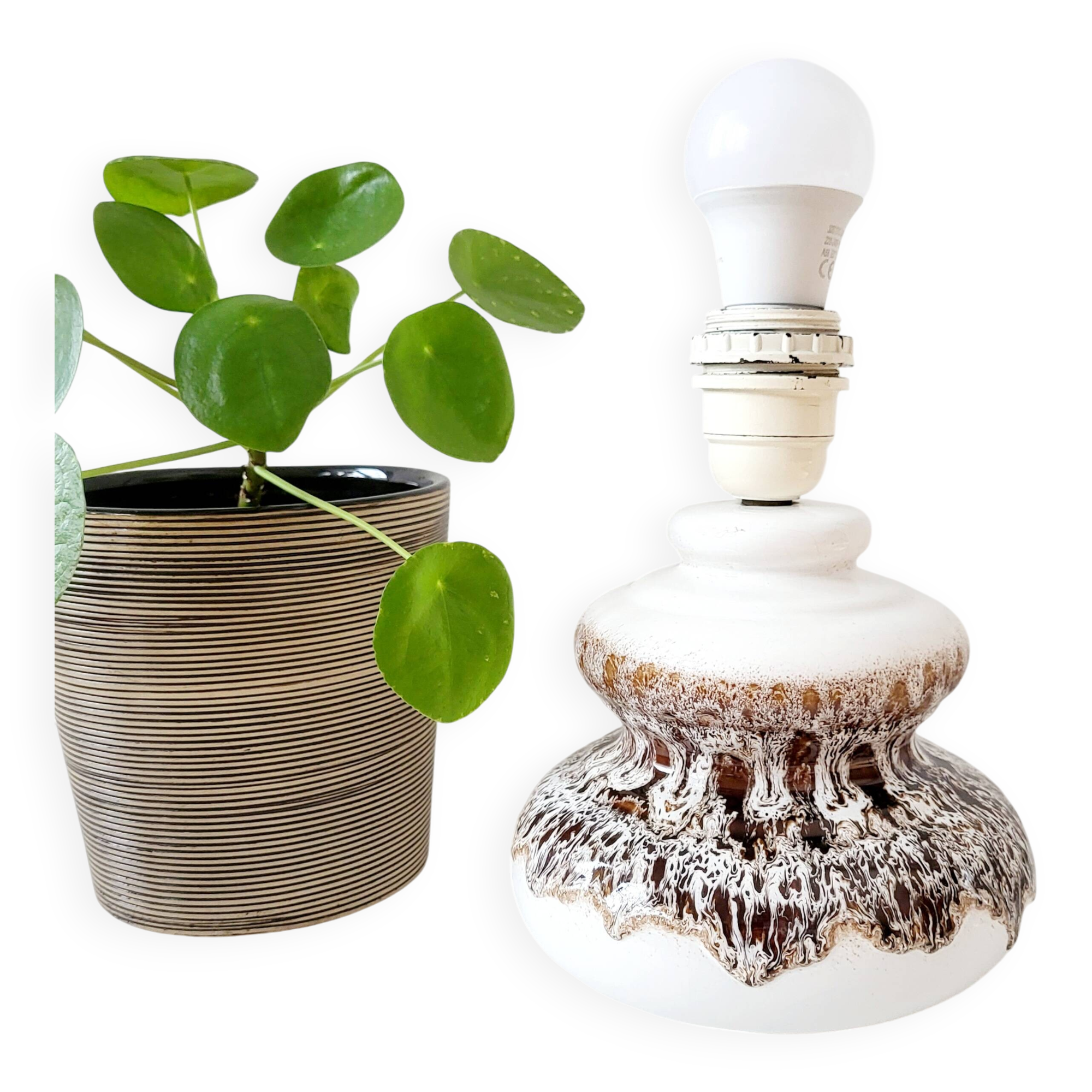 Vintage Fat lava tafellamp met bruintinten, jaren 1970